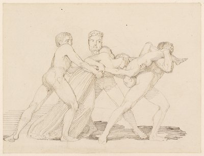 Three men attempting to tear a child from a woman by John Flaxman